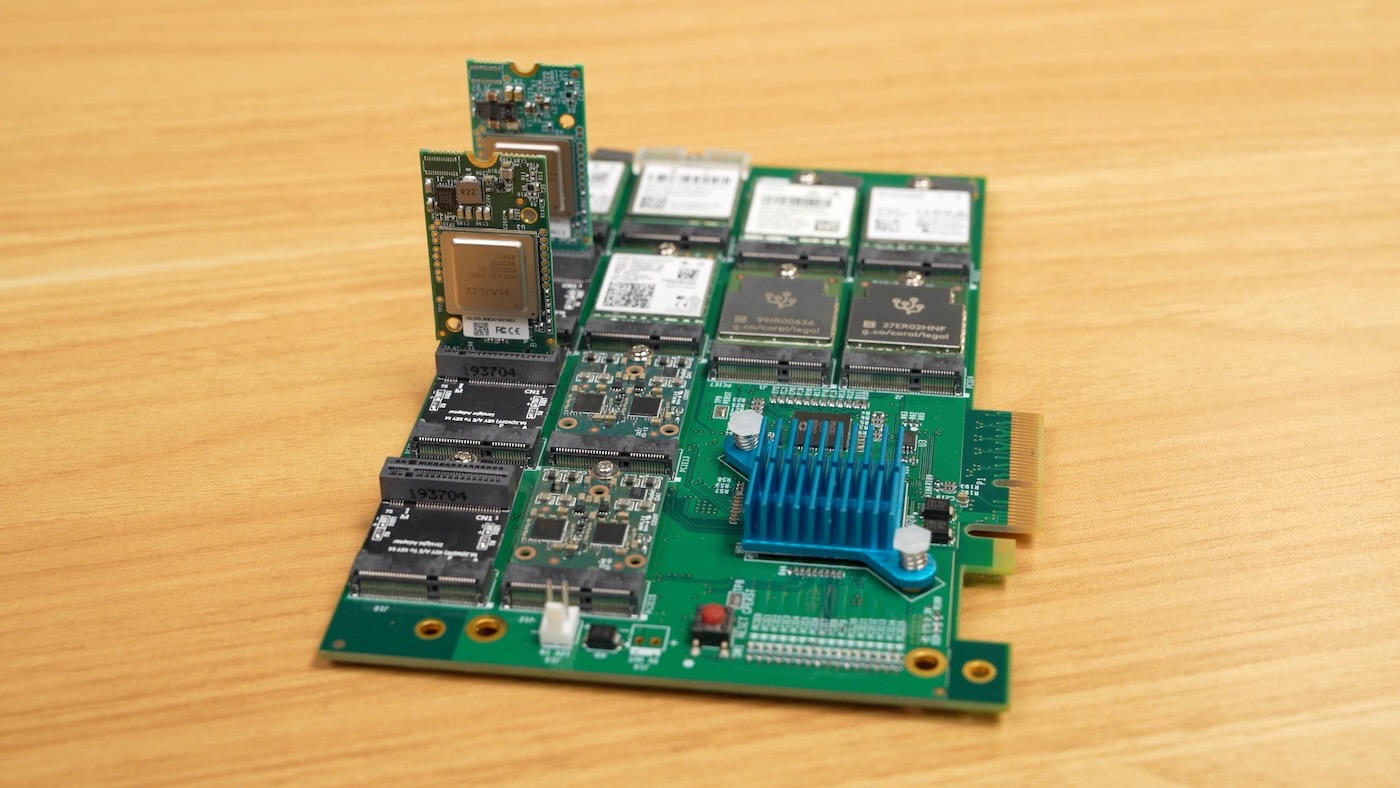 Alftel 12x PCIe expansion card with multiple TPUs and NPUs