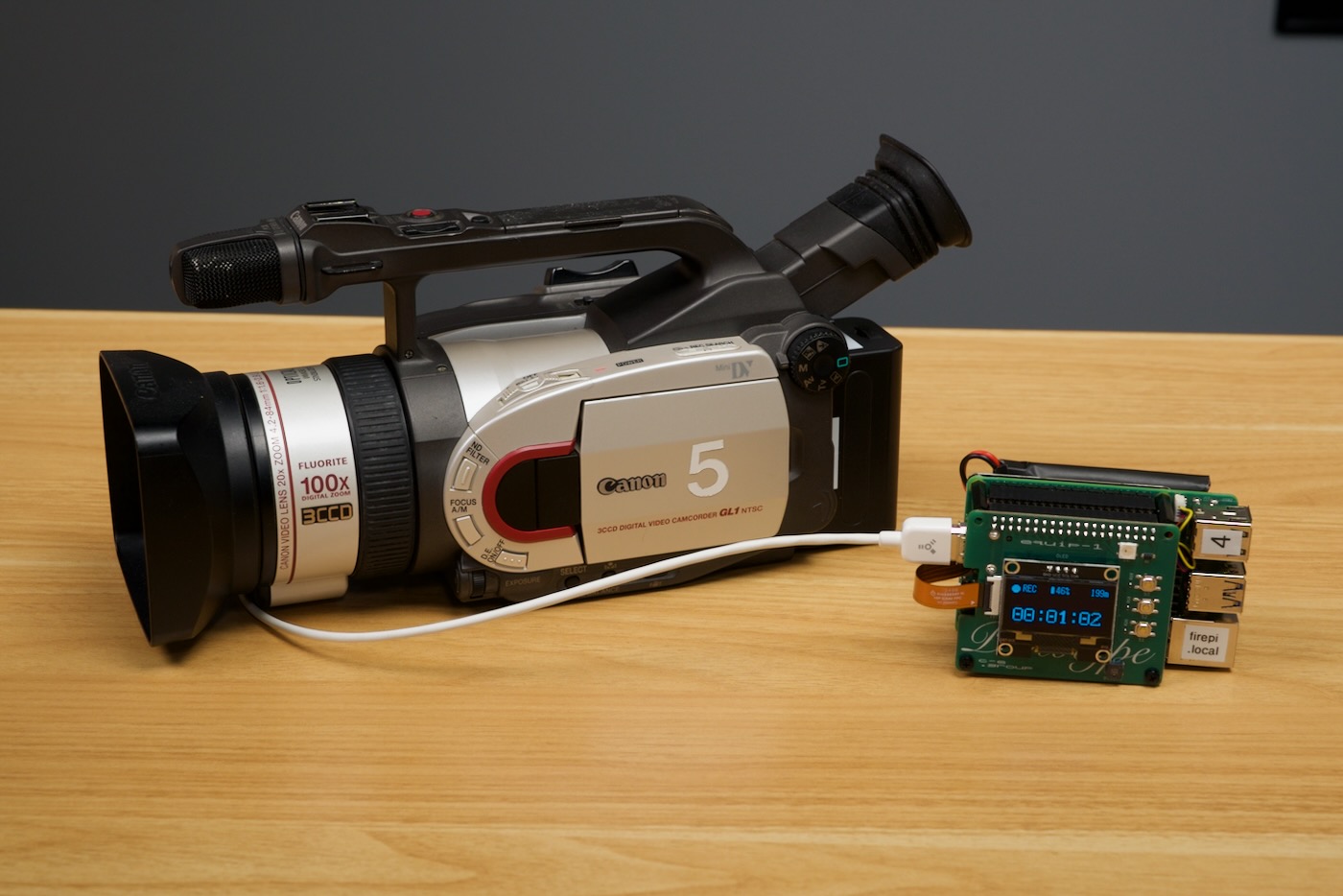 Firehat on Raspberry Pi recording video from Canon GL1 over FireWire