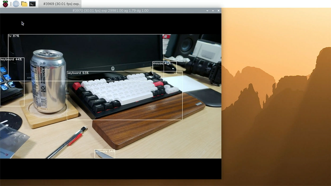 Raspberry Pi AI HAT+ 2 running YOLO vision model at 30fps