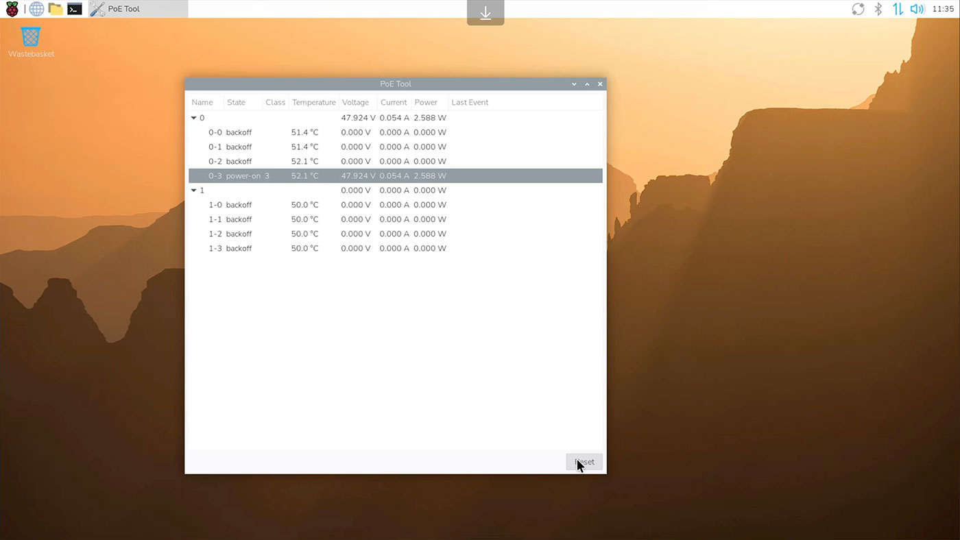 Exaviz Cruiser PoE Tool GUI in Pi OS