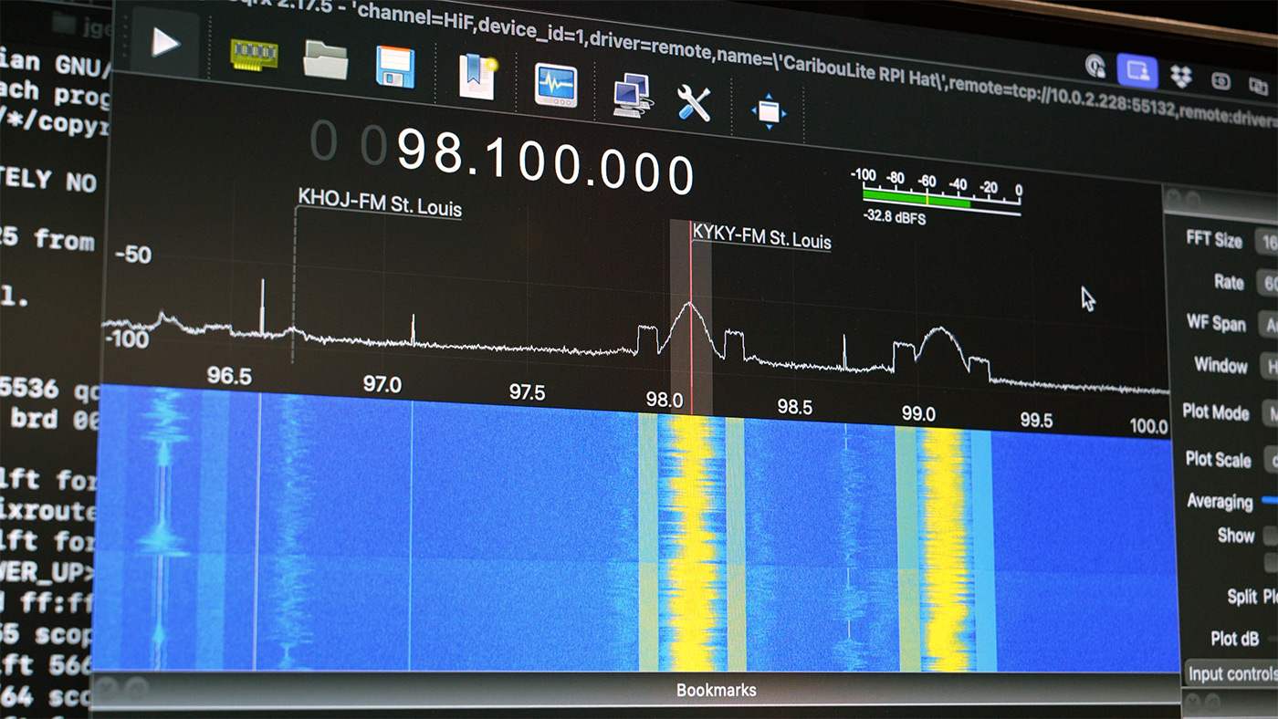 GQRX showing remote signal from SoapySDR CaribouLite