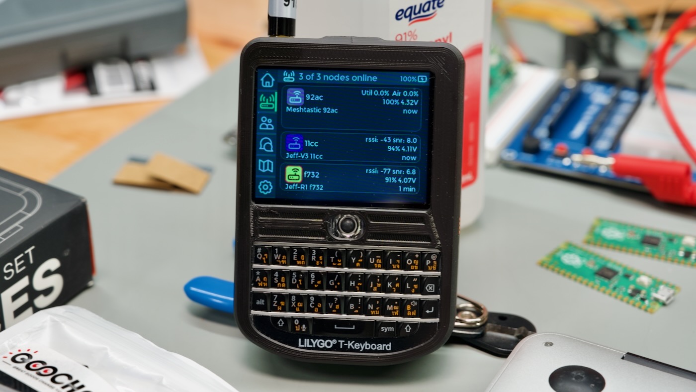 Lilygo T-Deck running experimental UI Meshtastic firmware