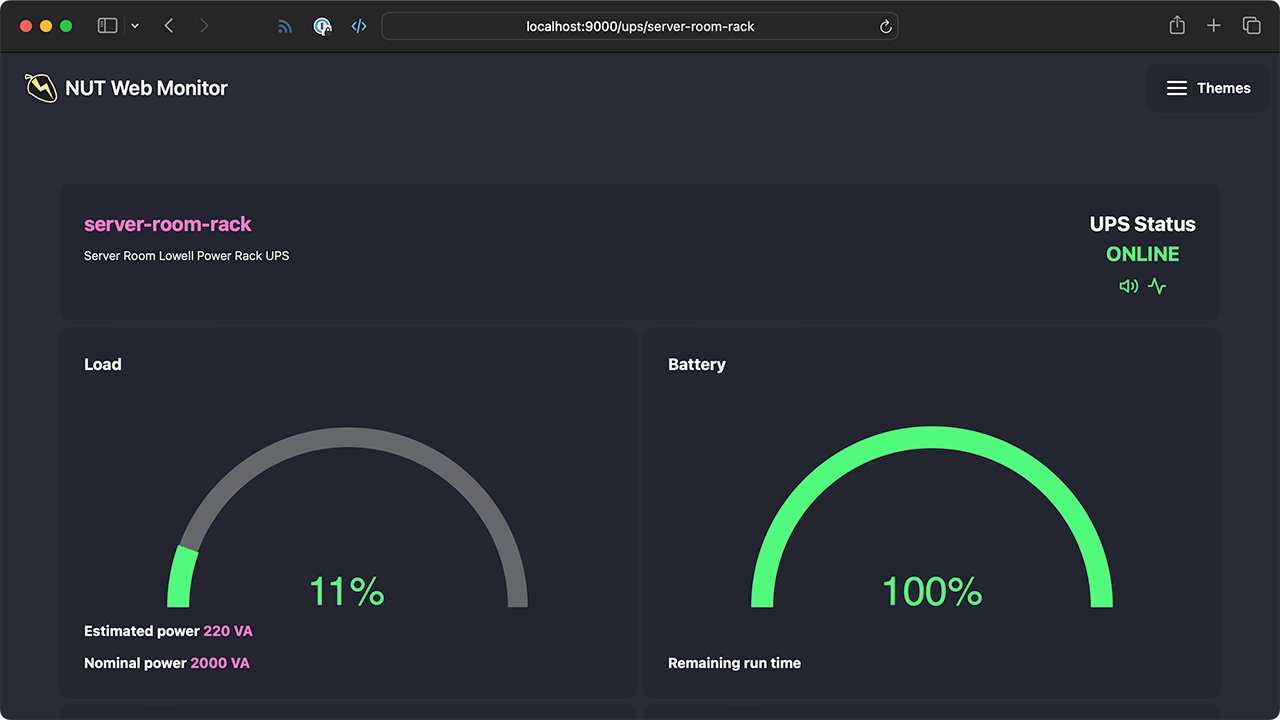 NUT Web Monitor running in Docker