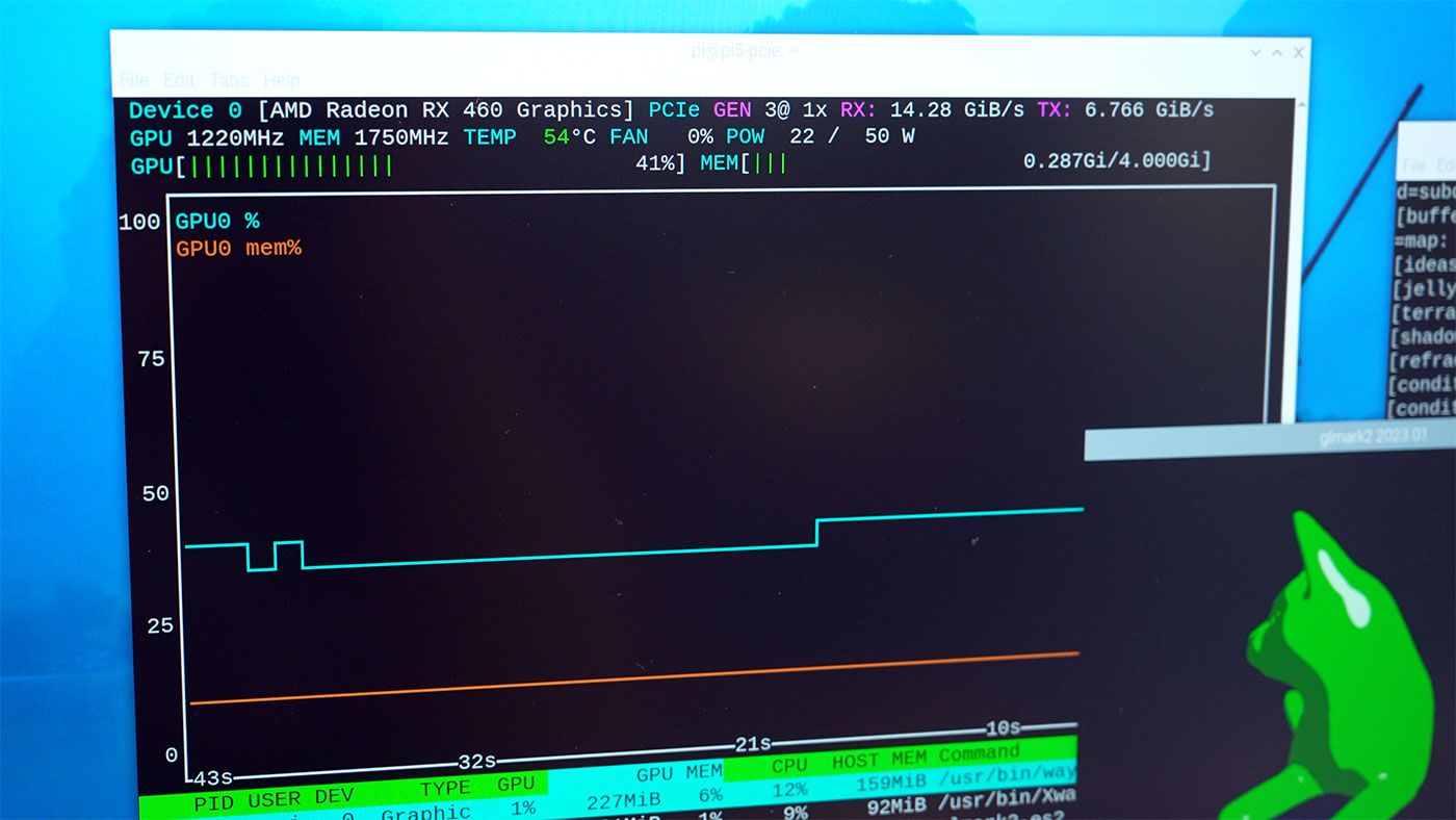 nvtop running on Raspberry Pi 5 RX 460