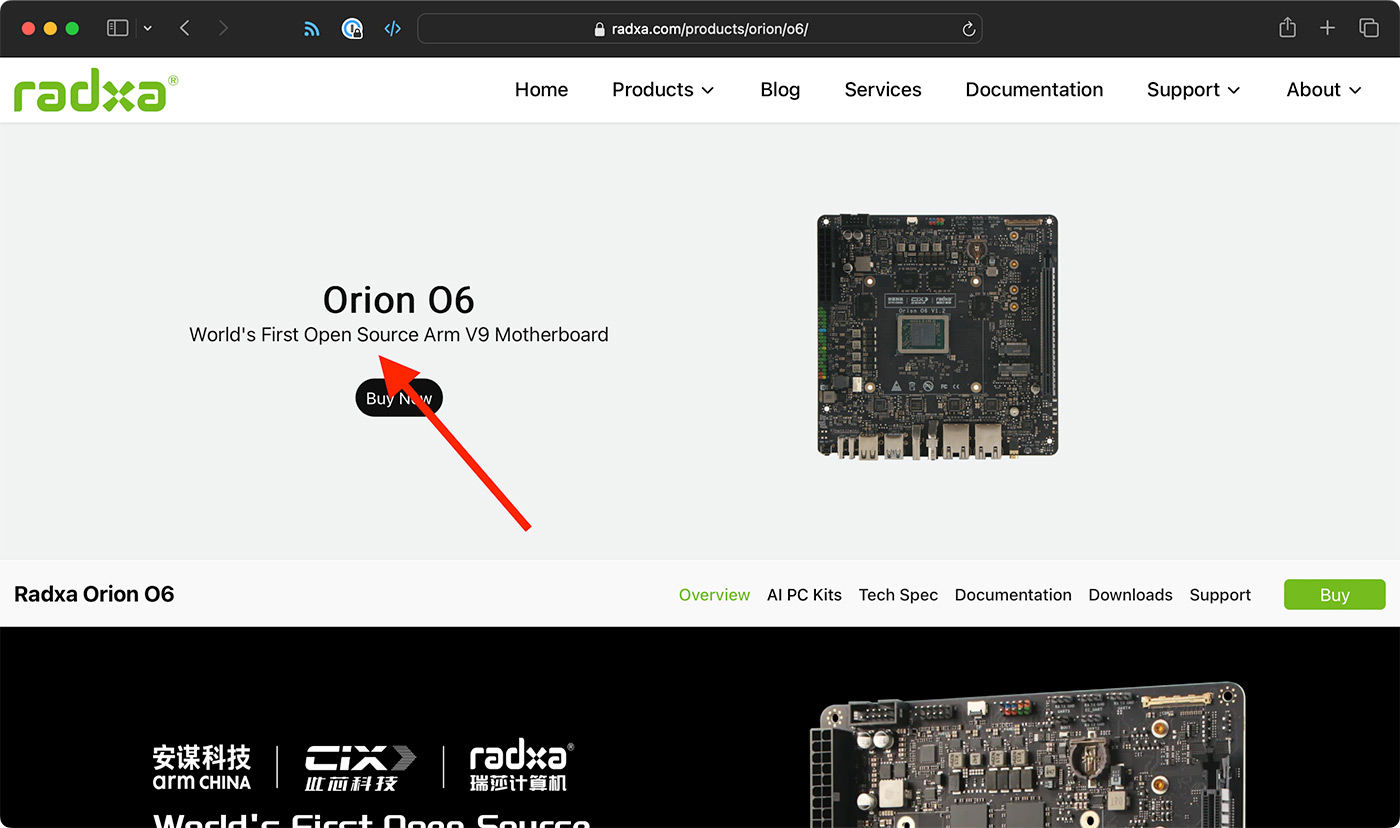 Radxa Open Source Motherboard Orion O6